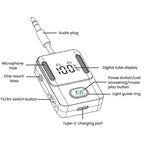 Bluetooth 5.3 Audio Adapter Car Bluetooth Transmitter Receiver AUX Wireless Audio Converter