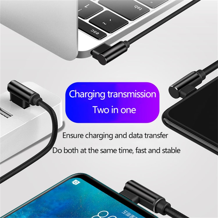 Type C USB Cable Elbow Fast Charging Data Wire High Speed Quick Charge Charger Cord