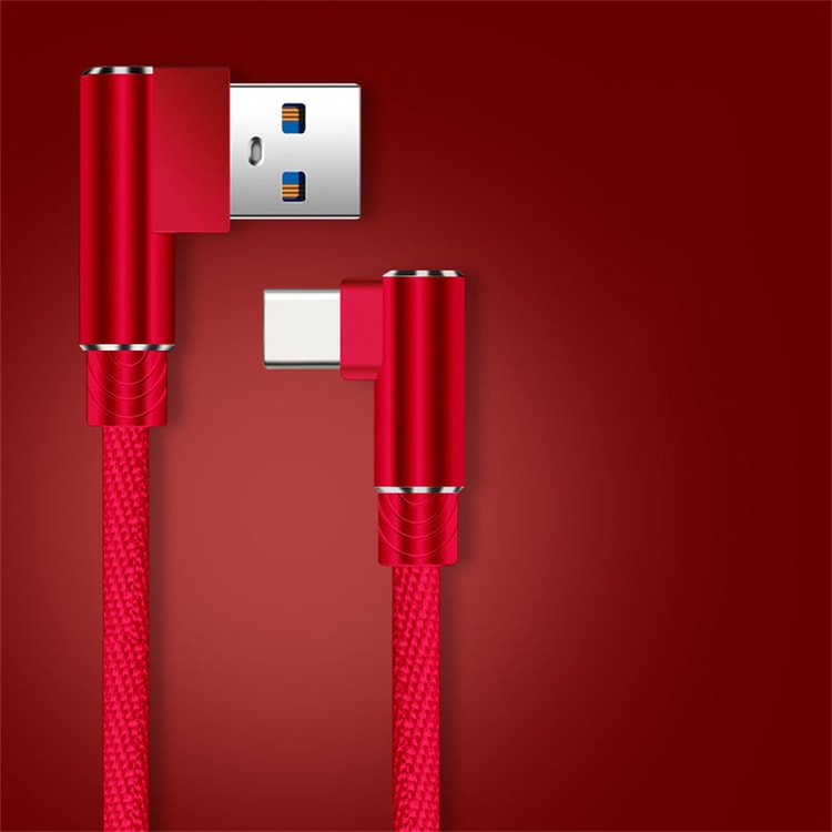 Type C USB Cable Elbow Fast Charging Data Wire High Speed Quick Charge Charger Cord
