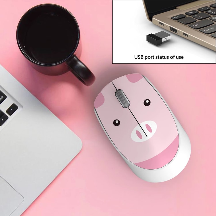 Cute Pink wireless mouse Mini 2.4G cartoon computer mouse Rechargeable Silent Click for Kids
