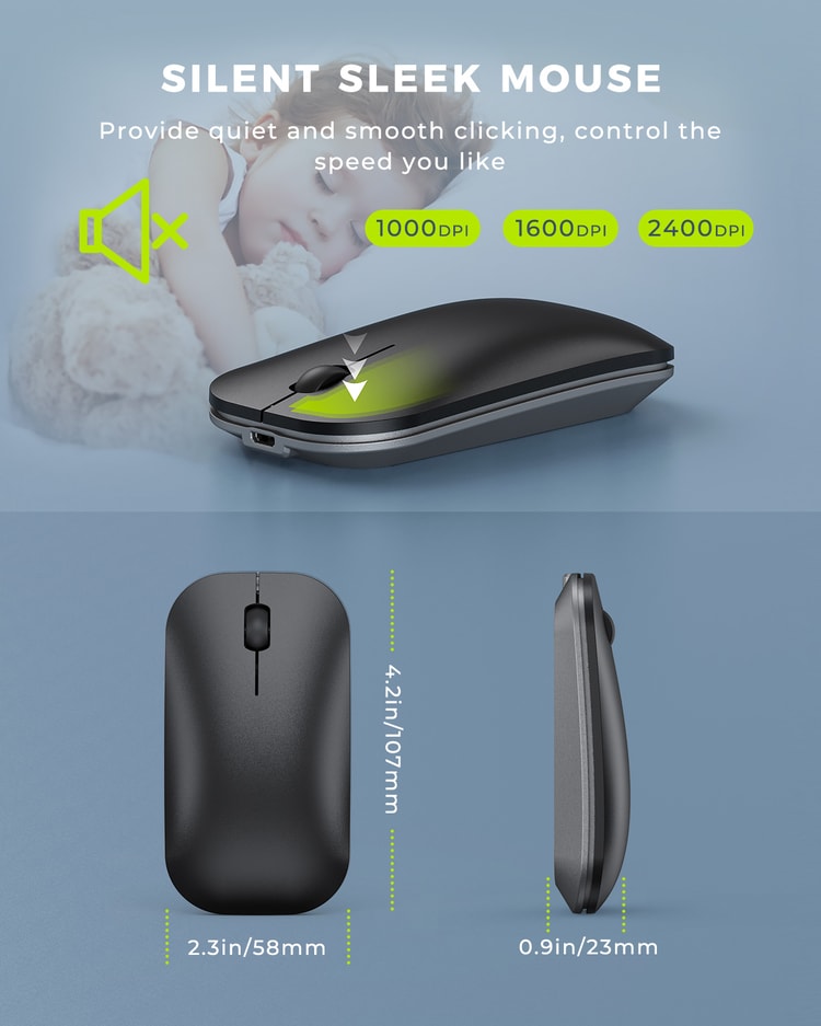 Multi-Device Bluetooth Keyboard & Mouse Combo, Seenda Rechargeable Slim Wireless Set for Win/Mac, Laptop, Tablet, PC